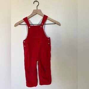 Petit bateau red corduroy overalls unisex holiday Christmas fall winter